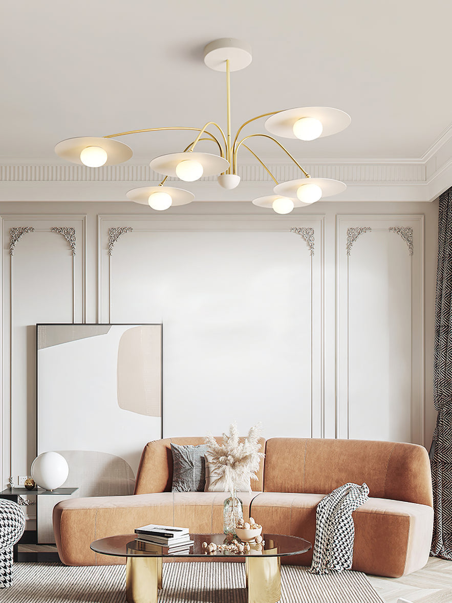 Lark Chandelier with Art Deco-Inspired Mushroom-Neutral Decor