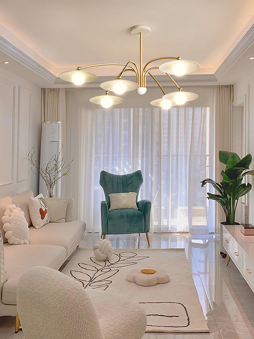 Lark Chandelier with Art Deco-Inspired Mushroom-Neutral Decor