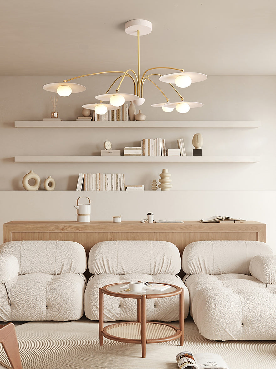 Lark Chandelier with Art Deco-Inspired Mushroom-Neutral Decor
