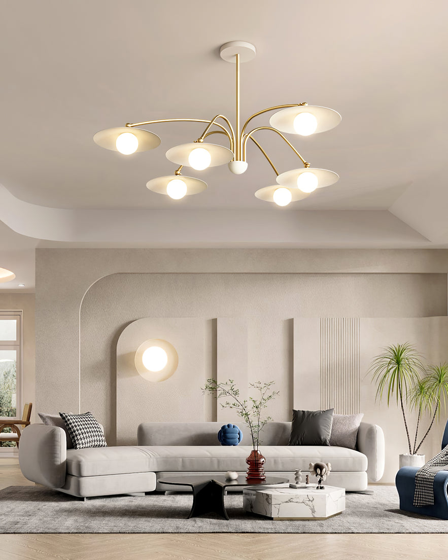Lark Chandelier with Art Deco-Inspired Mushroom-Neutral Decor