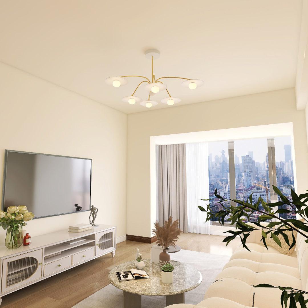 Lark Chandelier with Art Deco-Inspired Mushroom-Neutral Decor