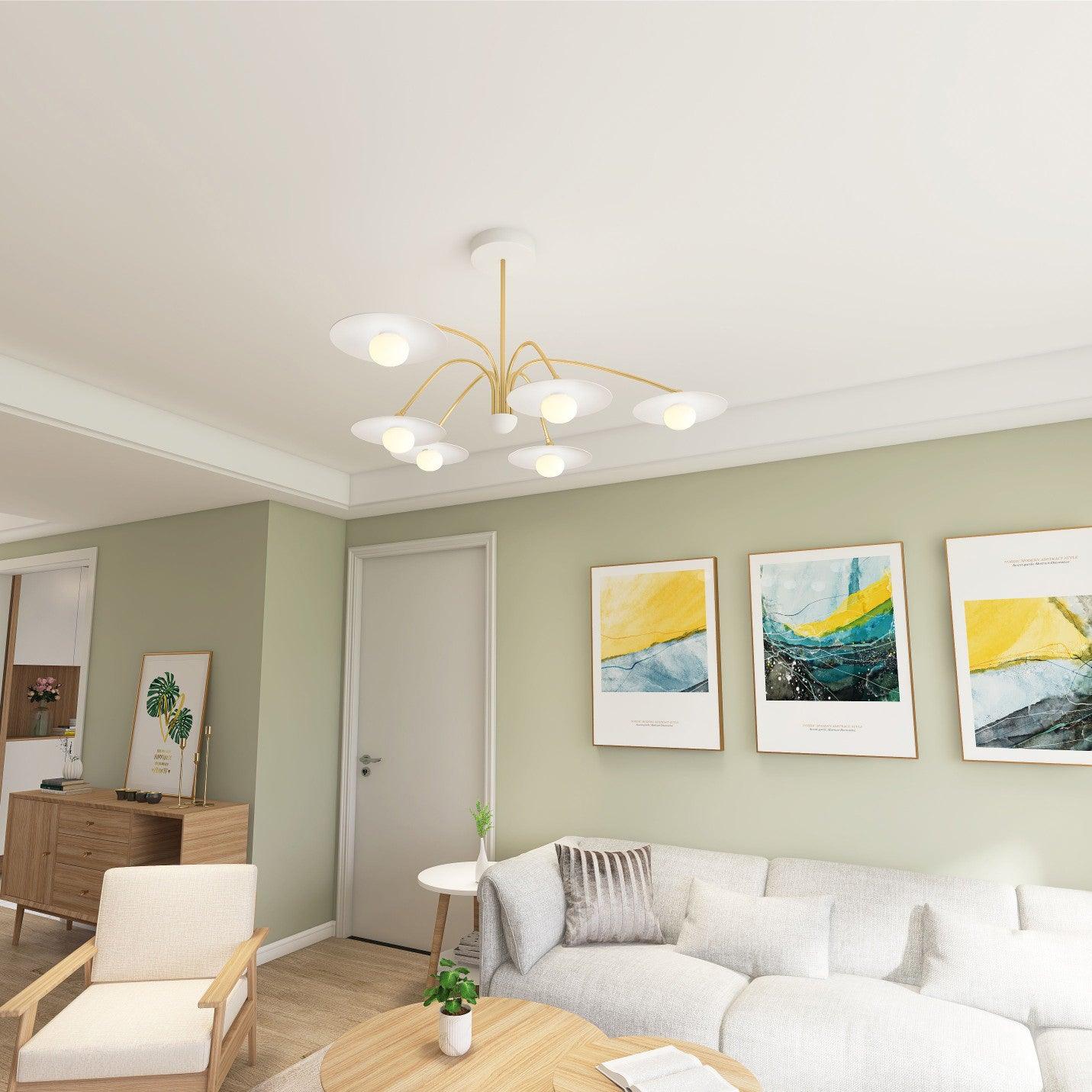 Lark Chandelier with Art Deco-Inspired Mushroom-Neutral Decor