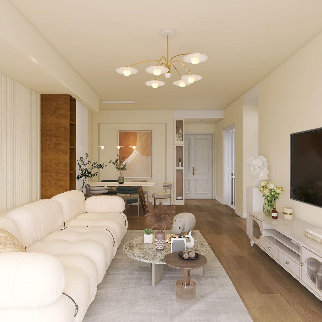 Lark Chandelier with Art Deco-Inspired Mushroom-Neutral Decor