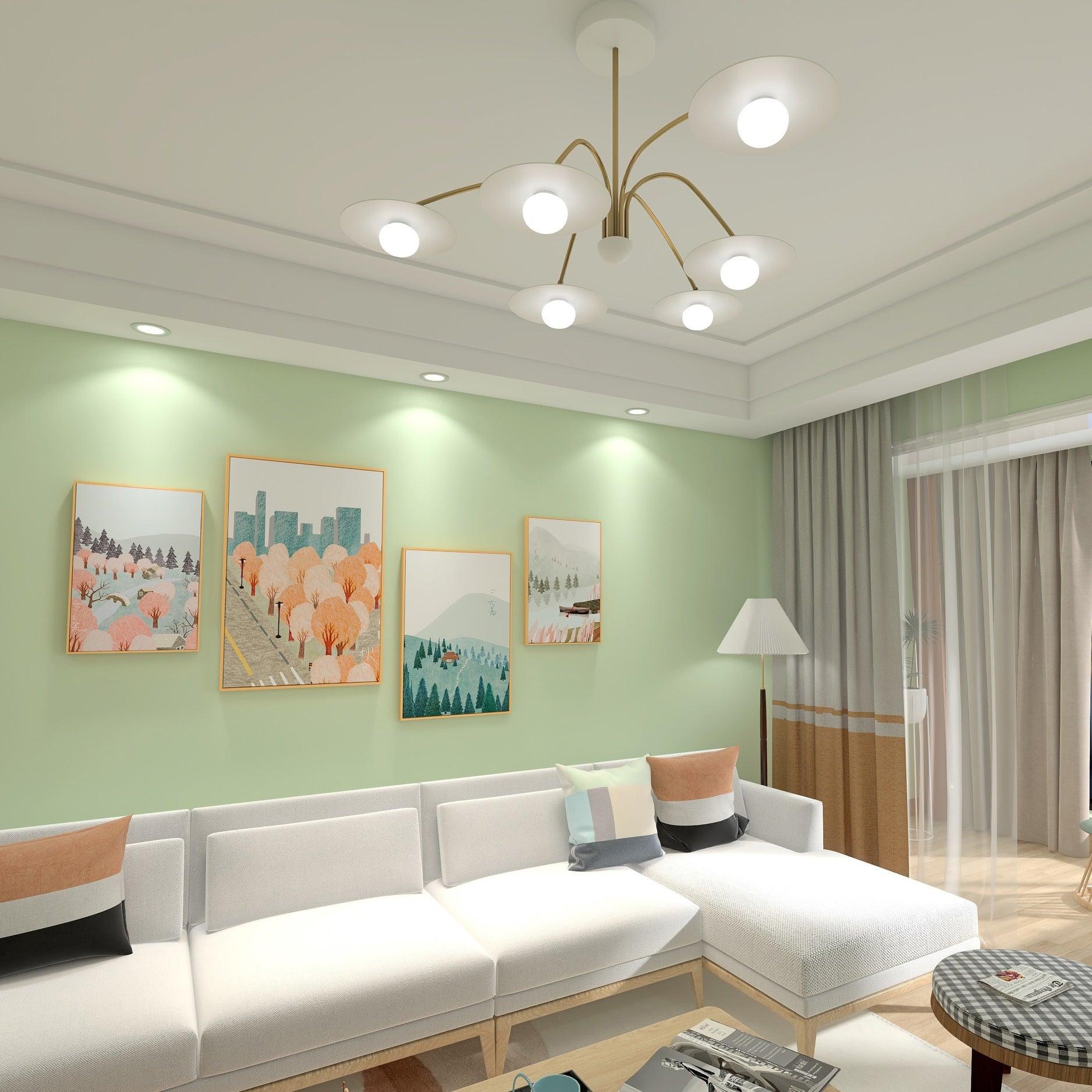 Lark Chandelier with Art Deco-Inspired Mushroom-Neutral Decor