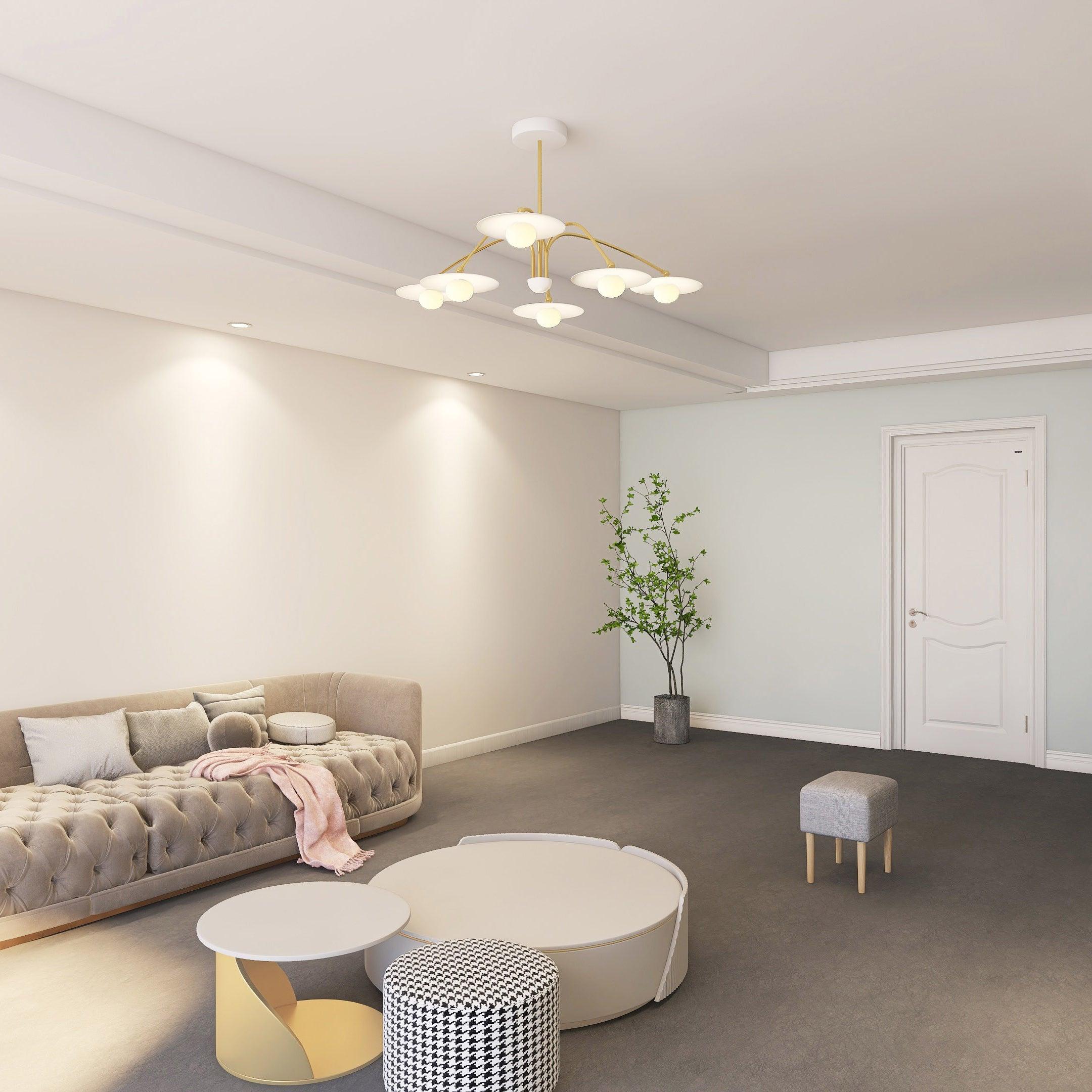 Lark Chandelier with Art Deco-Inspired Mushroom-Neutral Decor