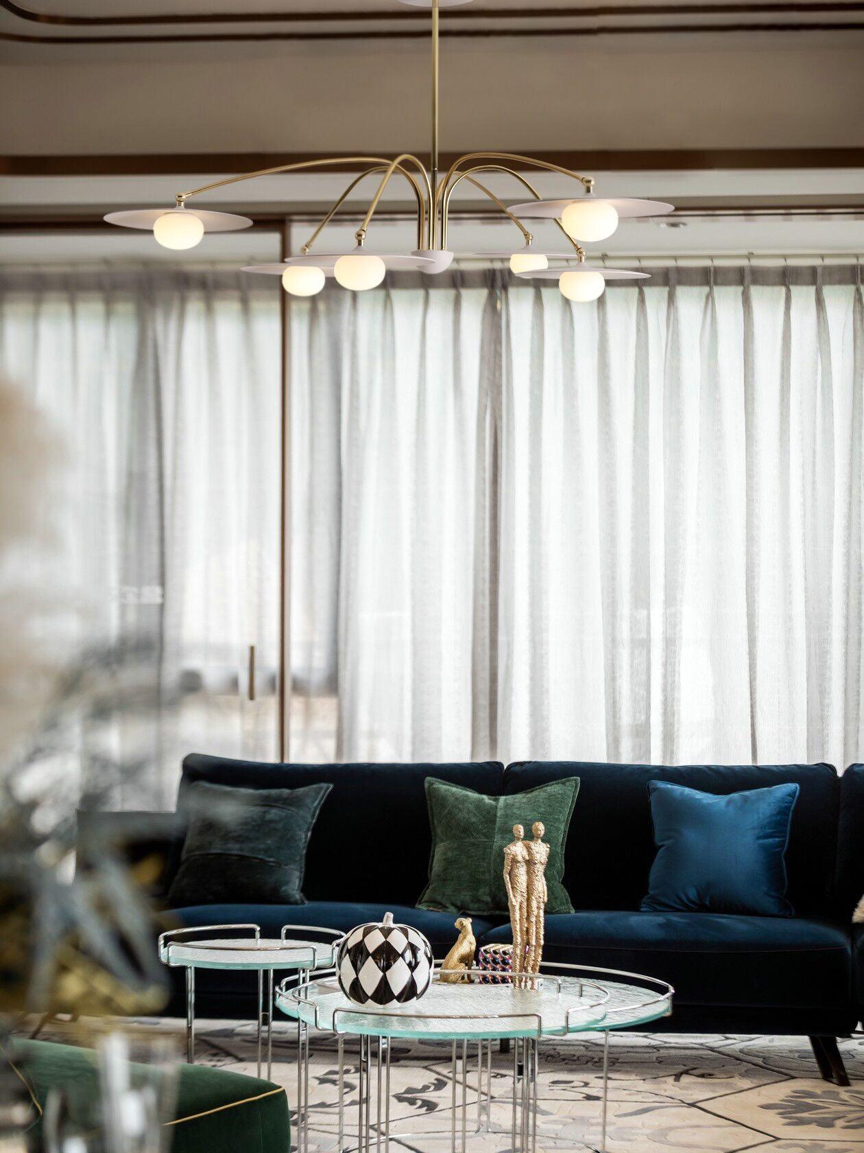 Lark Chandelier with Art Deco-Inspired Mushroom-Neutral Decor