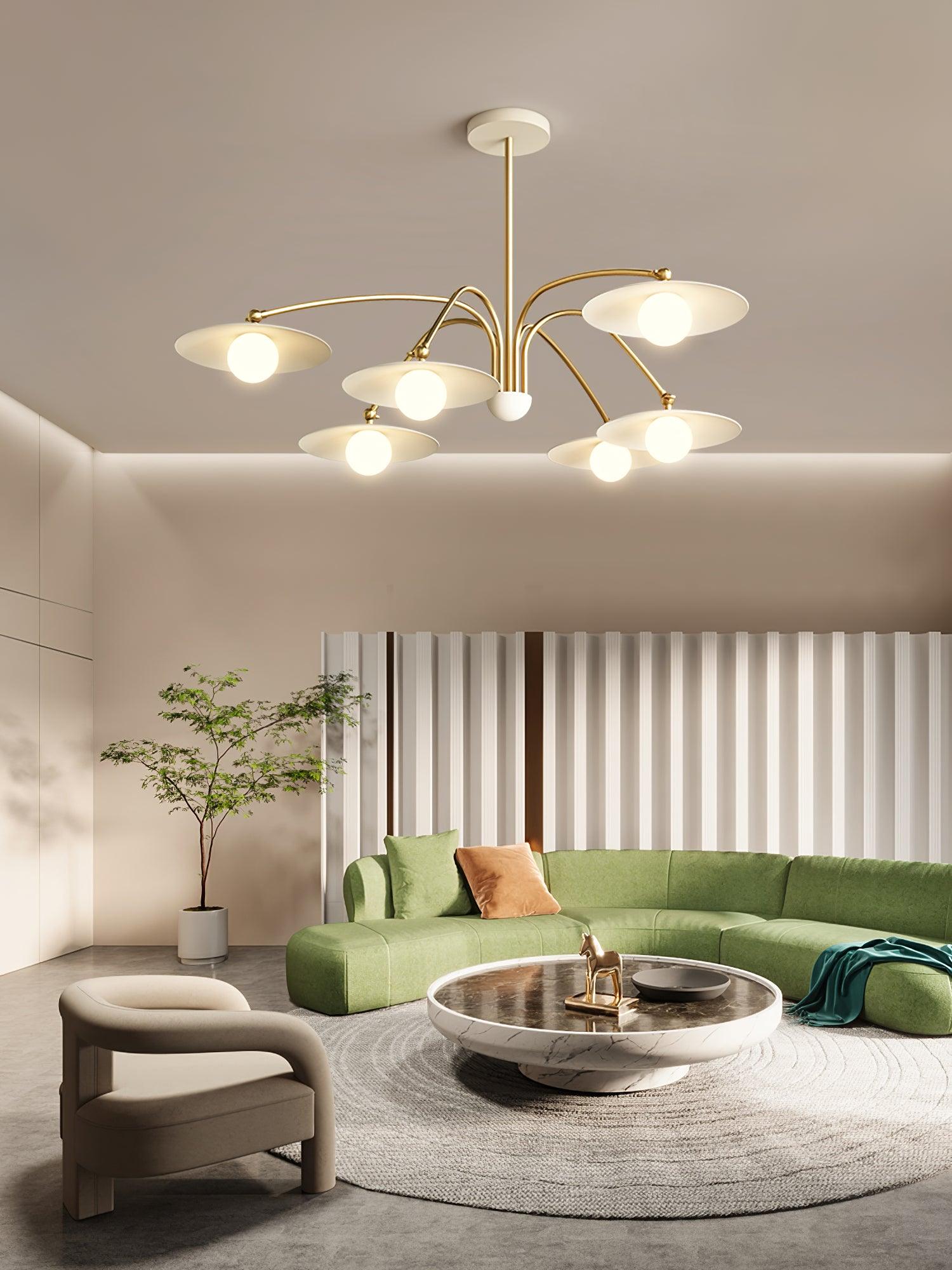 Lark Chandelier with Art Deco-Inspired Mushroom-Neutral Decor