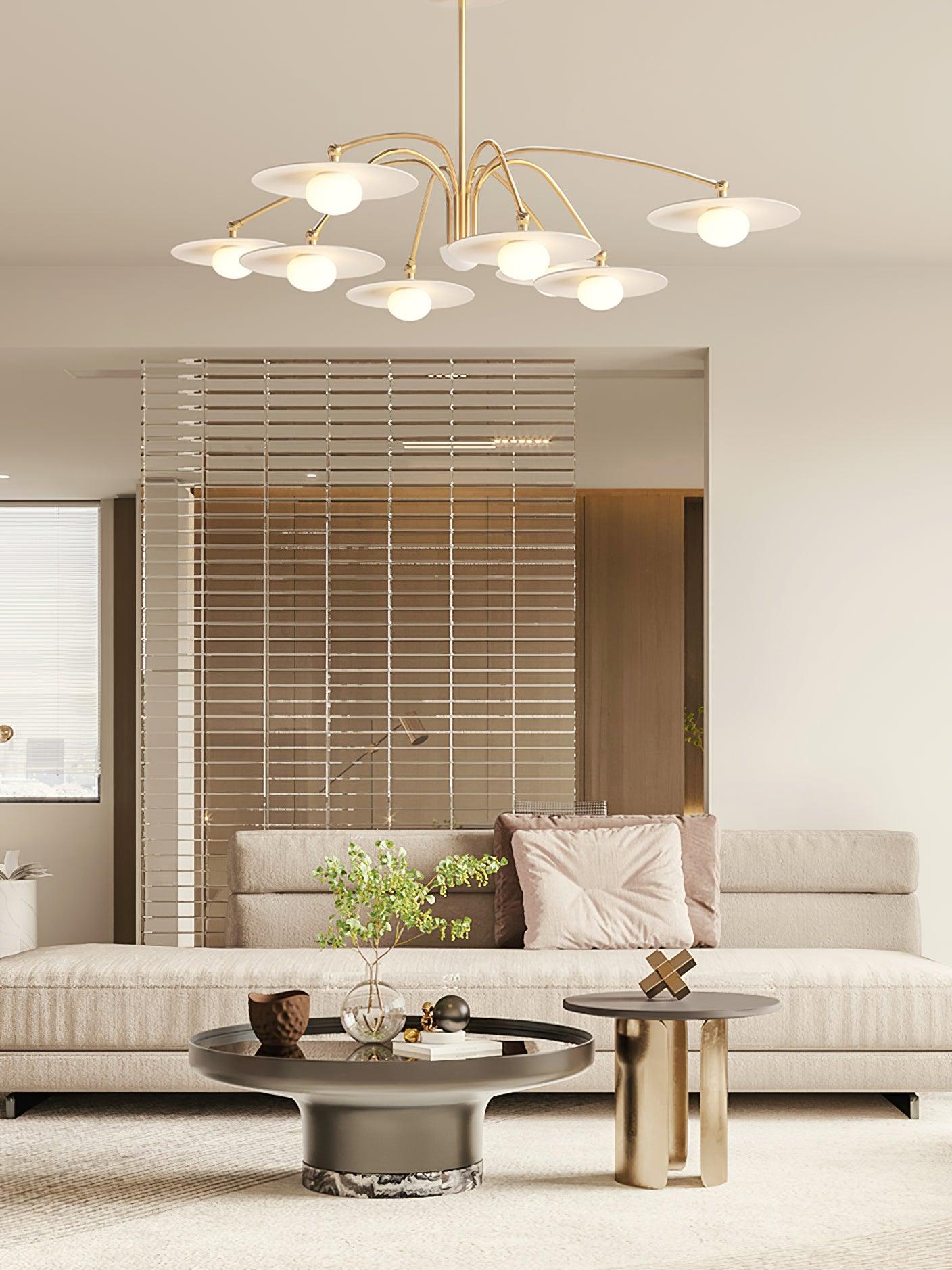 Lark Chandelier with Art Deco-Inspired Mushroom-Neutral Decor
