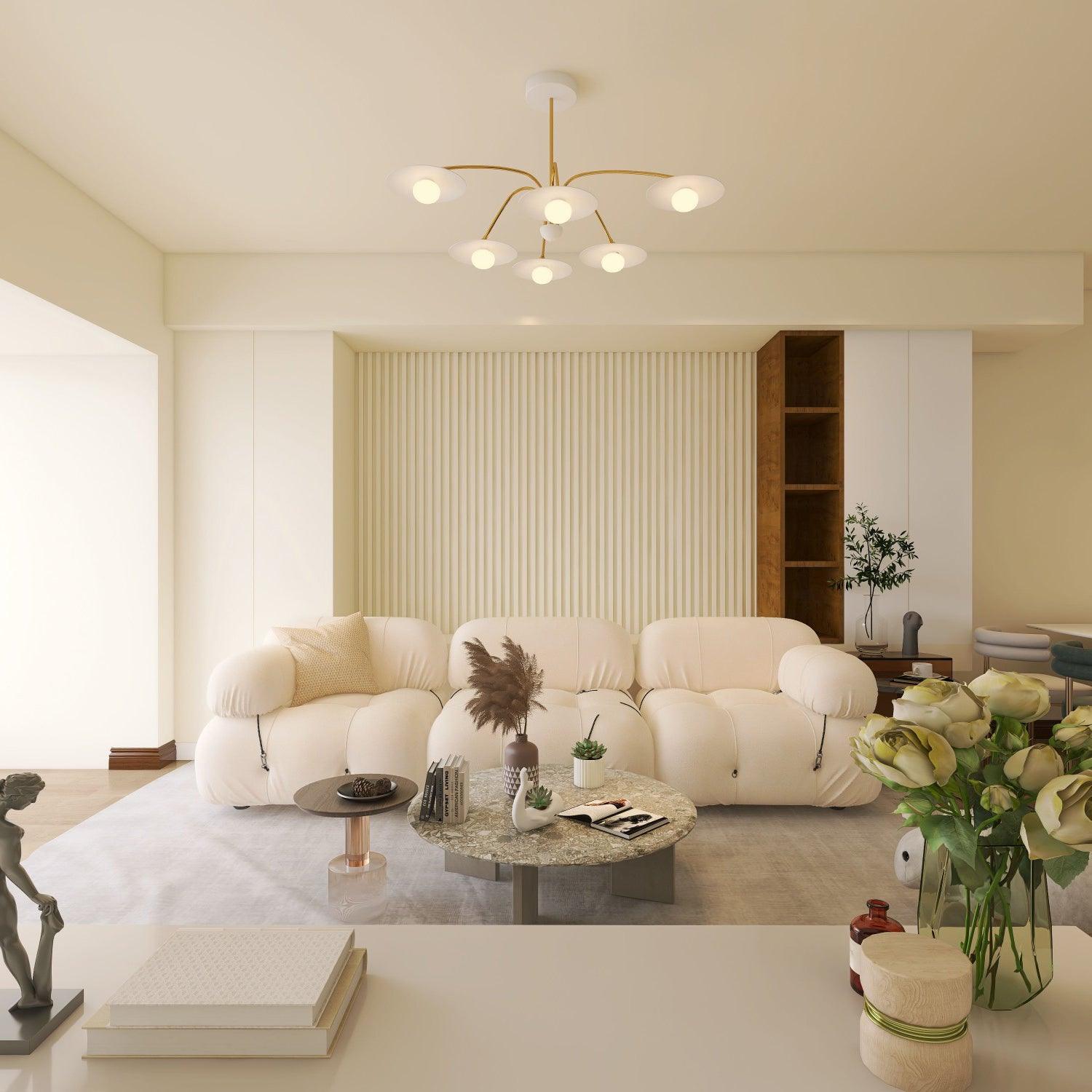 Lark Chandelier with Art Deco-Inspired Mushroom-Neutral Decor