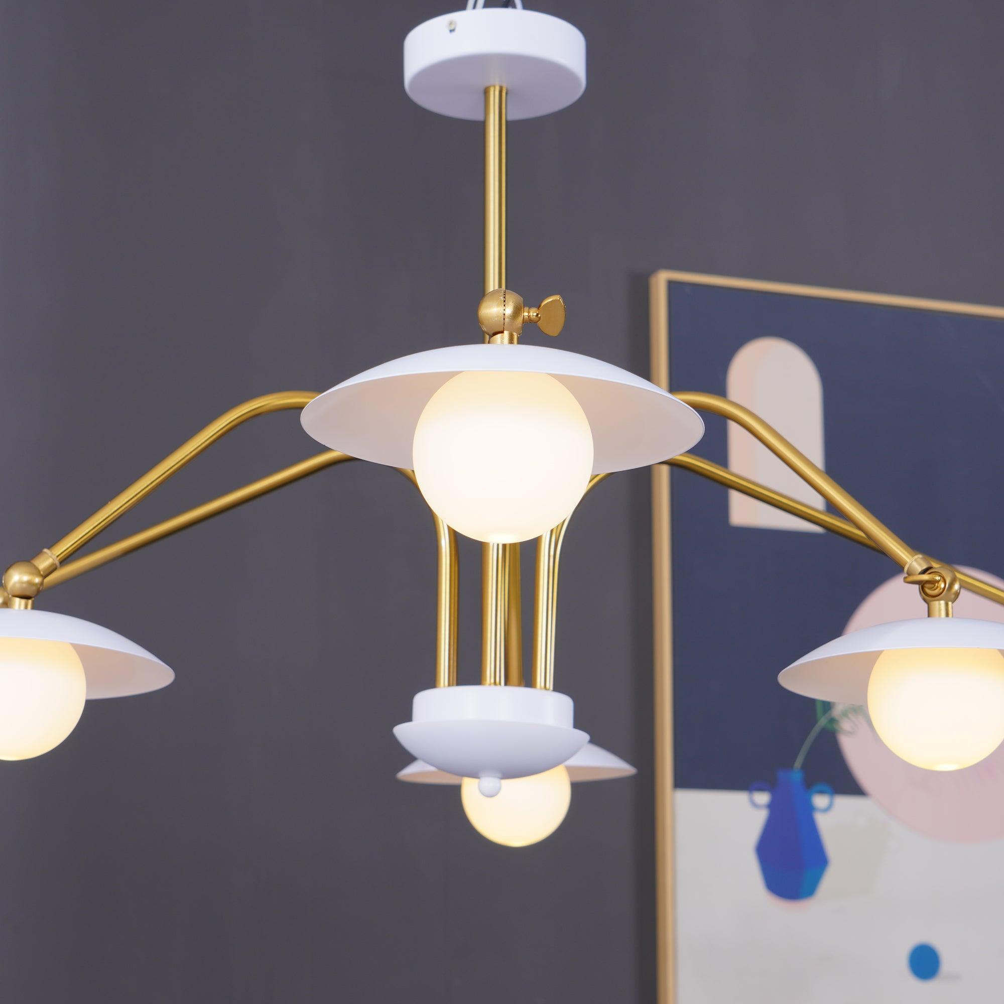 Lark Chandelier with Art Deco-Inspired Mushroom-Neutral Decor