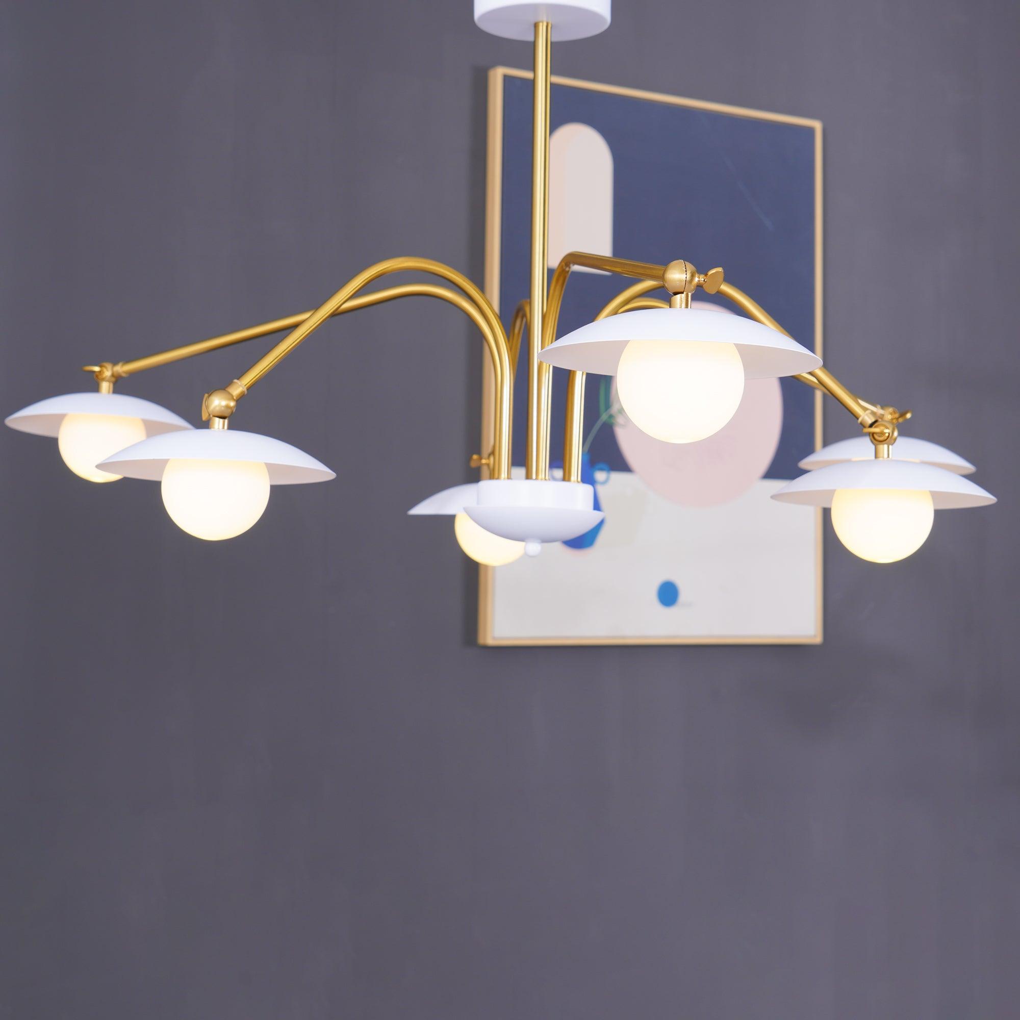 Lark Chandelier with Art Deco-Inspired Mushroom-Neutral Decor