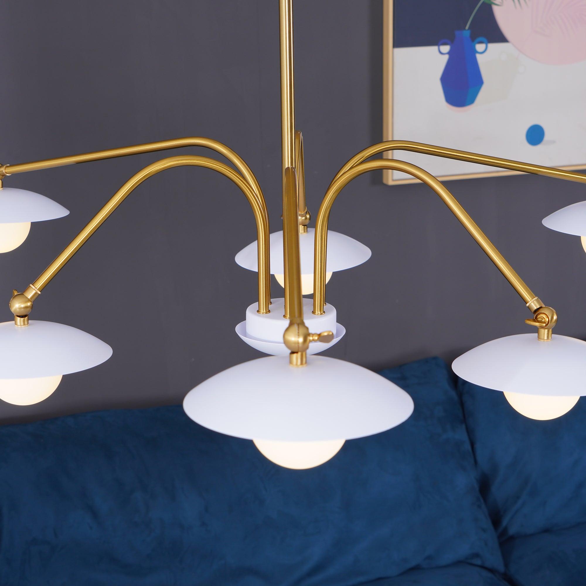 Lark Chandelier with Art Deco-Inspired Mushroom-Neutral Decor