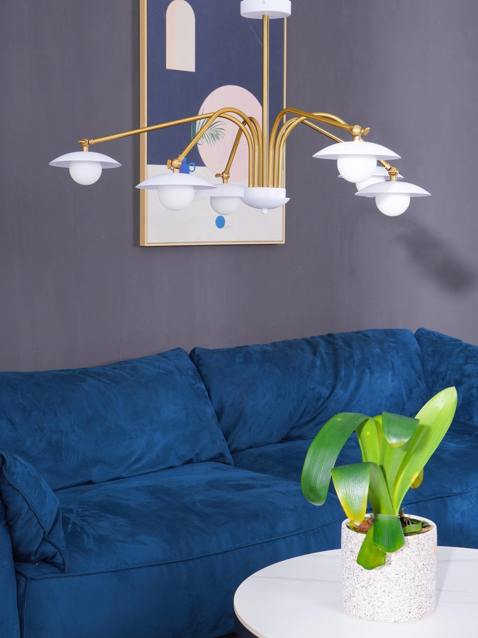 Lark Chandelier with Art Deco-Inspired Mushroom-Neutral Decor