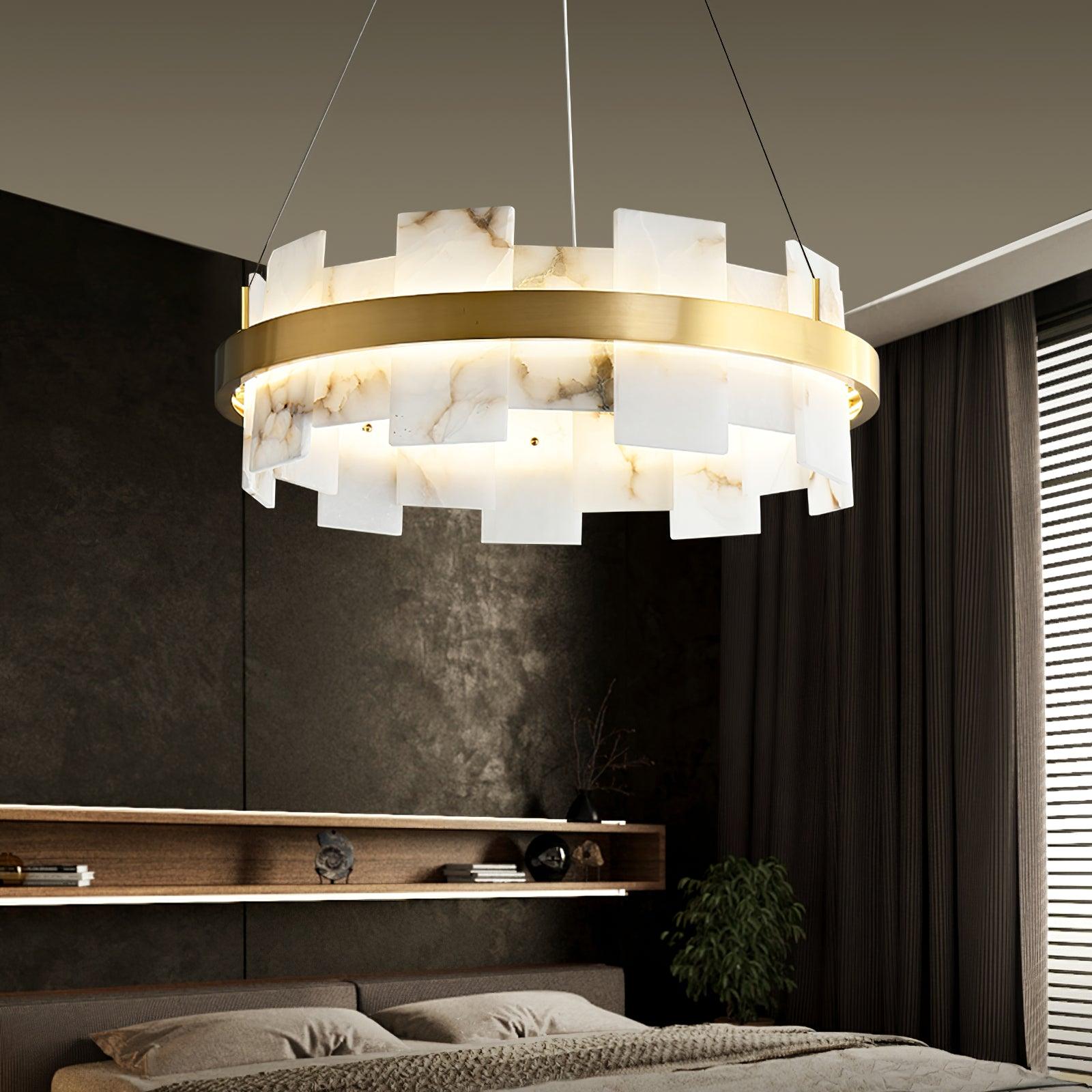 Kivren Alabaster Chandelier Light-Neutral Decor