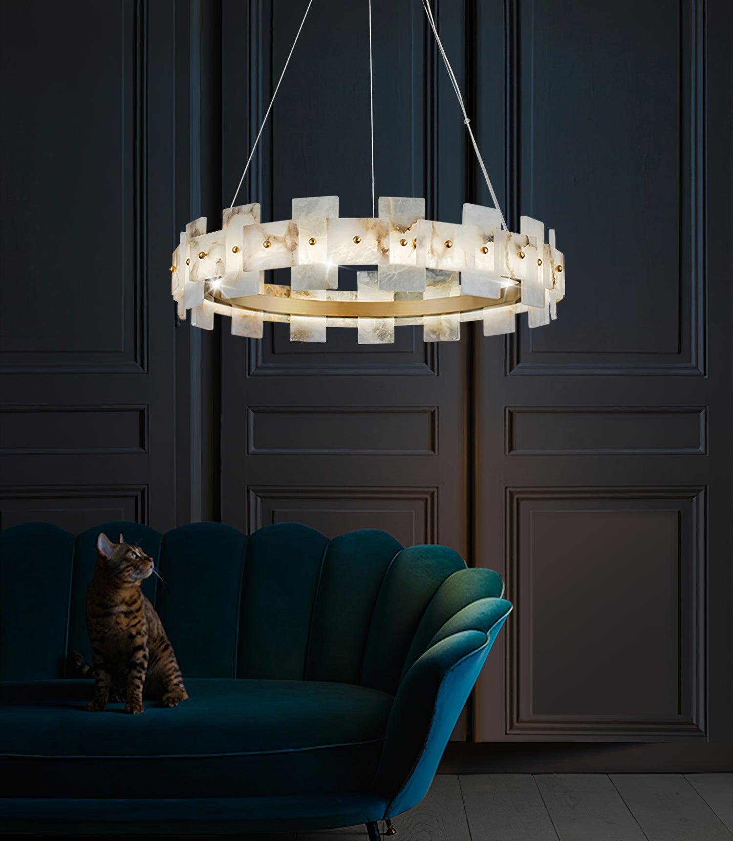 Kivren Alabaster Chandelier Light-Neutral Decor