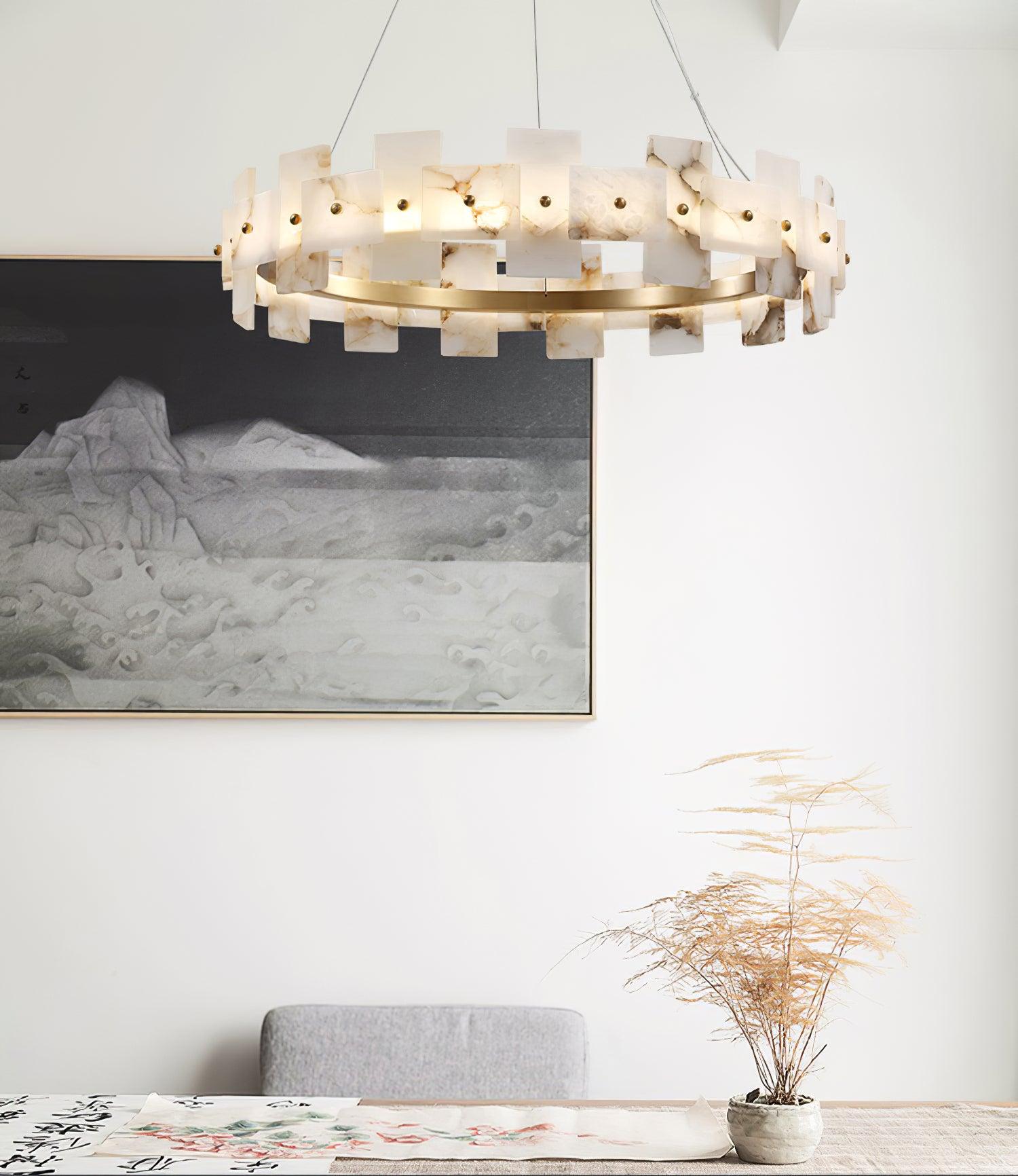 Kivren Alabaster Chandelier Light-Neutral Decor