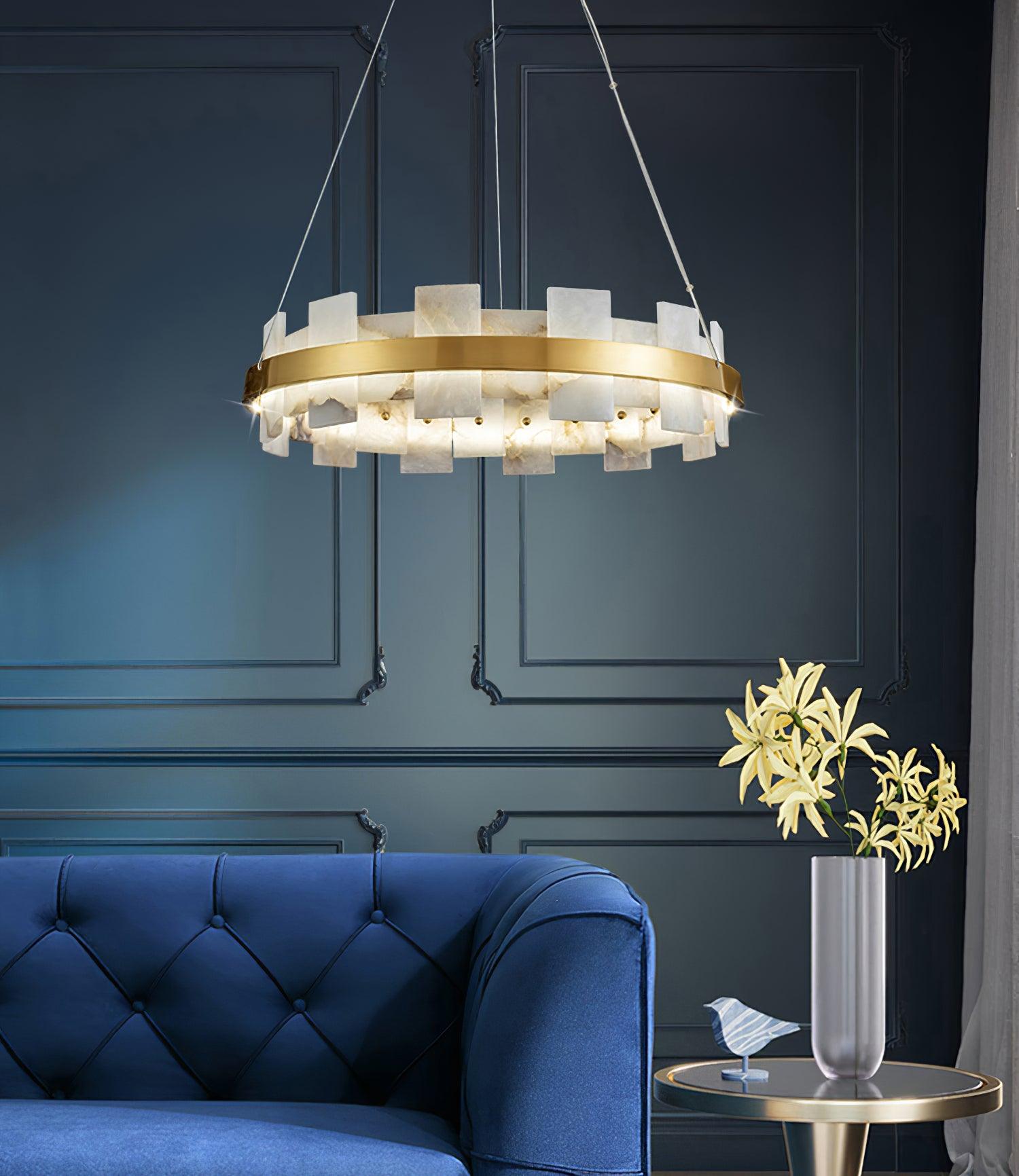 Kivren Alabaster Chandelier Light-Neutral Decor