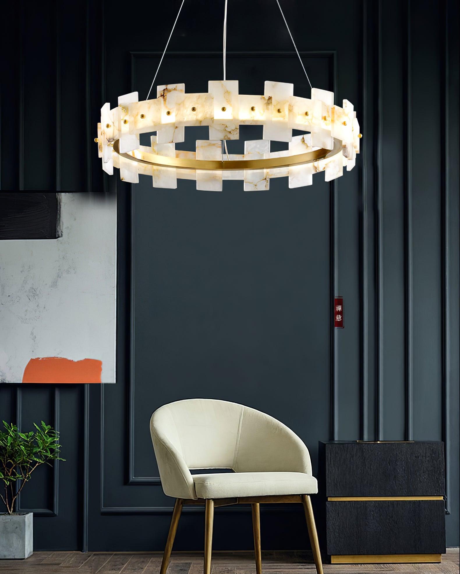 Kivren Alabaster Chandelier Light-Neutral Decor