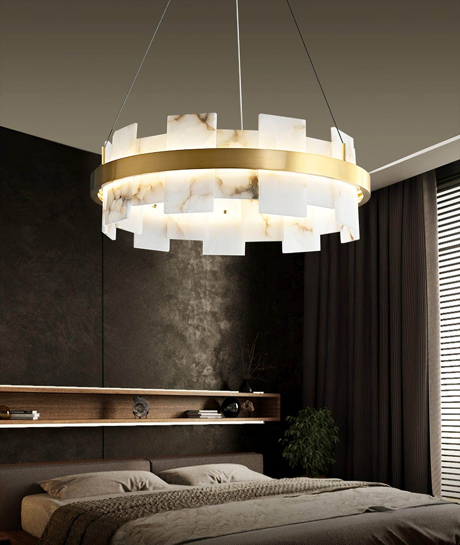 Kivren Alabaster Chandelier Light-Neutral Decor