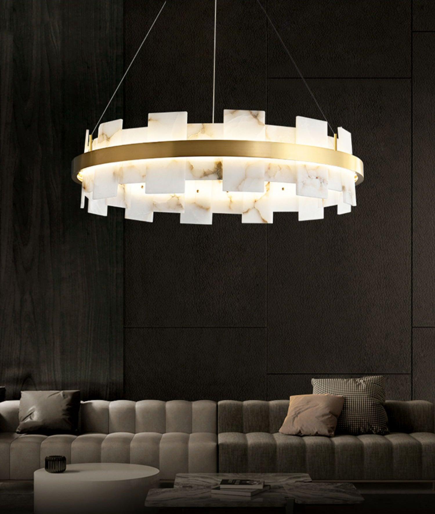 Kivren Alabaster Chandelier Light-Neutral Decor