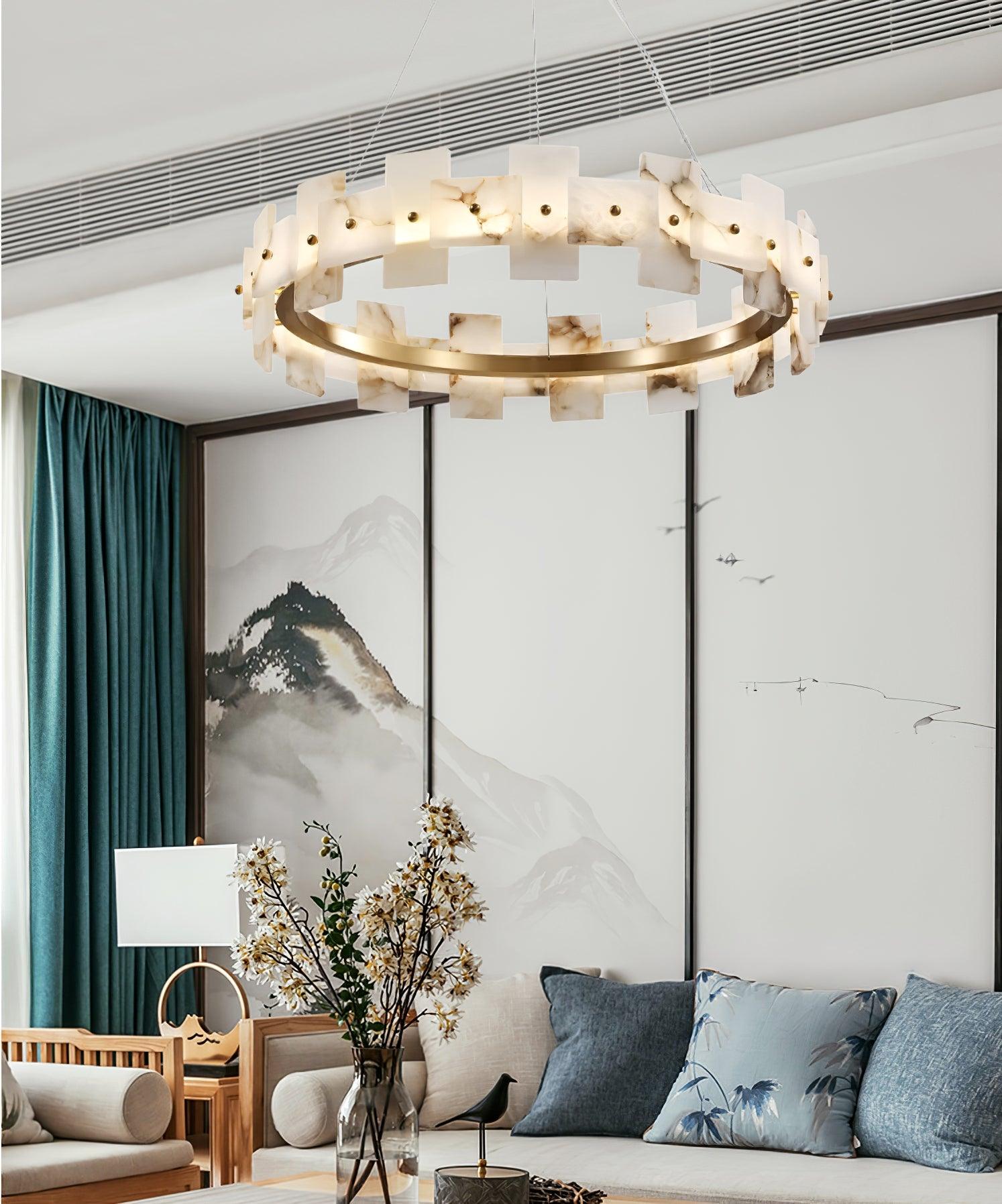 Kivren Alabaster Chandelier Light-Neutral Decor