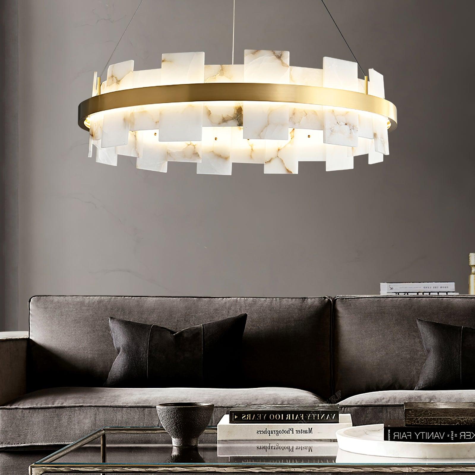 Kivren Alabaster Chandelier Light-Neutral Decor