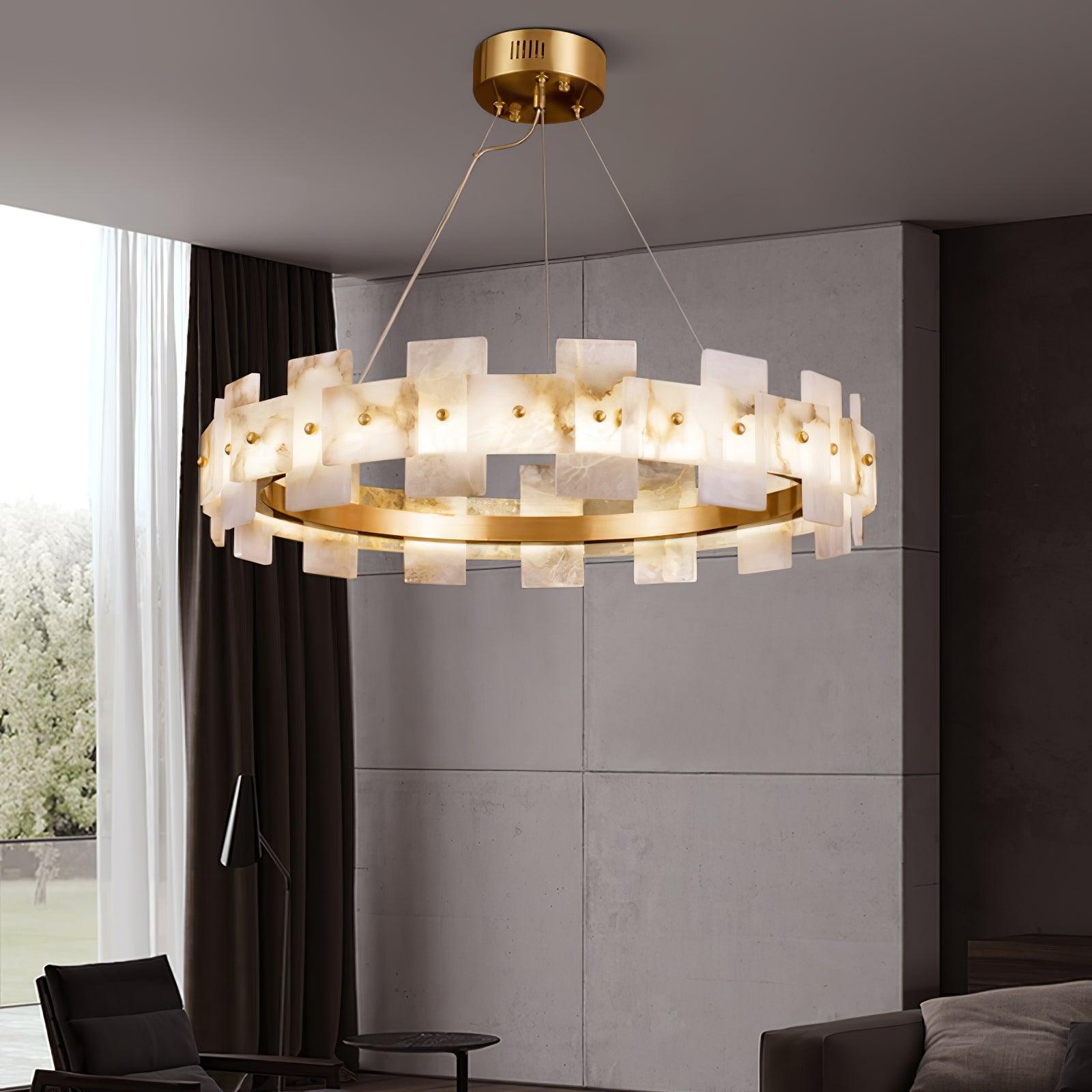 Kivren Alabaster Chandelier Light-Neutral Decor