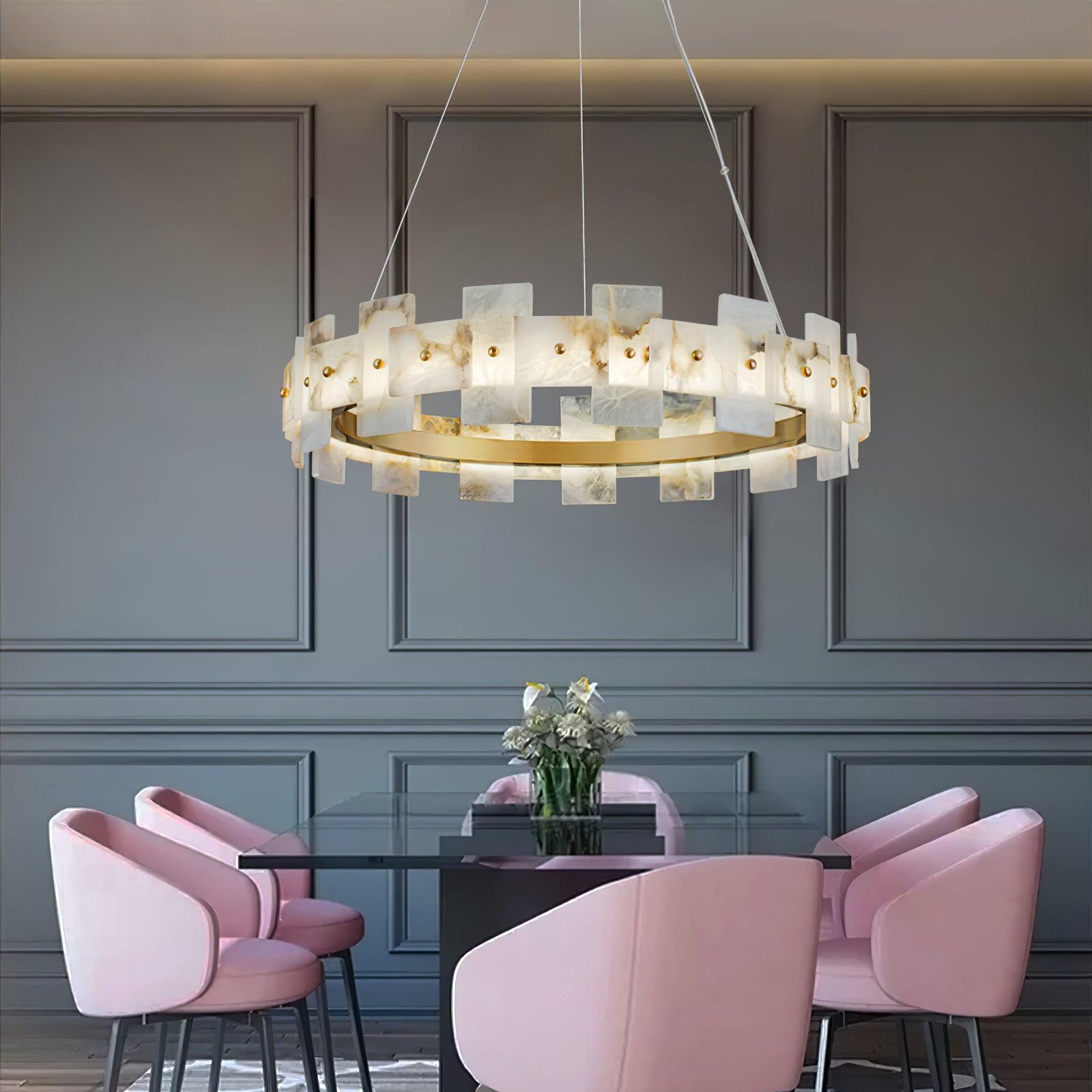 Kivren Alabaster Chandelier Light-Neutral Decor