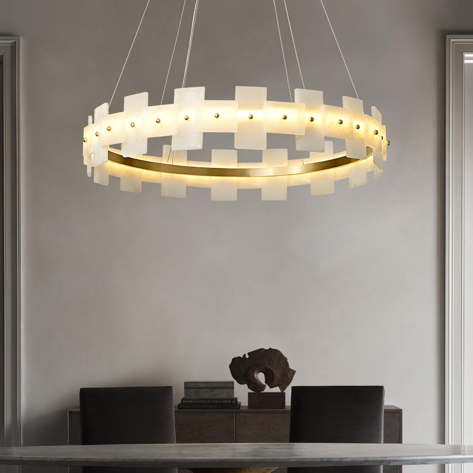 Kivren Alabaster Chandelier Light-Neutral Decor