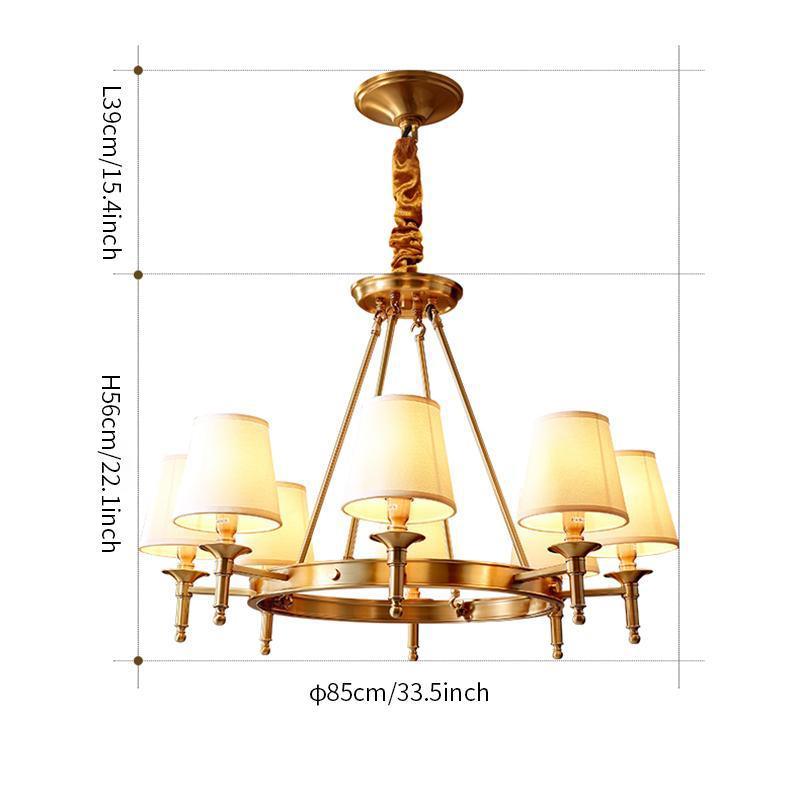 Dyvlen Chandelier Brass Linen Modern 8-Light-Neutral Decor