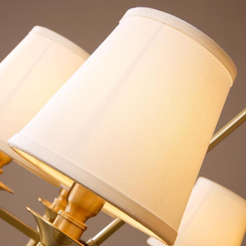 Dyvlen Chandelier Brass Linen Modern 8-Light-Neutral Decor