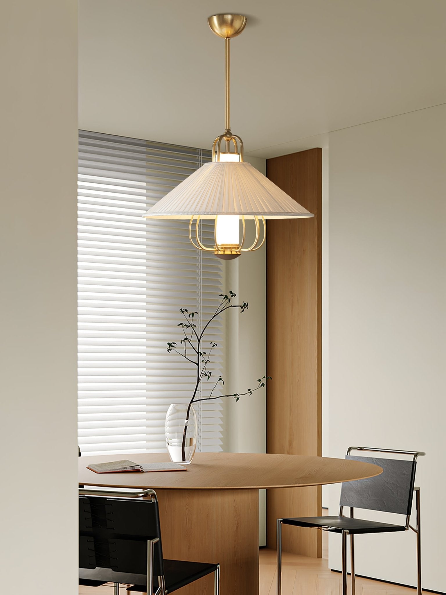 Lustra Pendant Light Fabric Gold LED Dining-Neutral Decor
