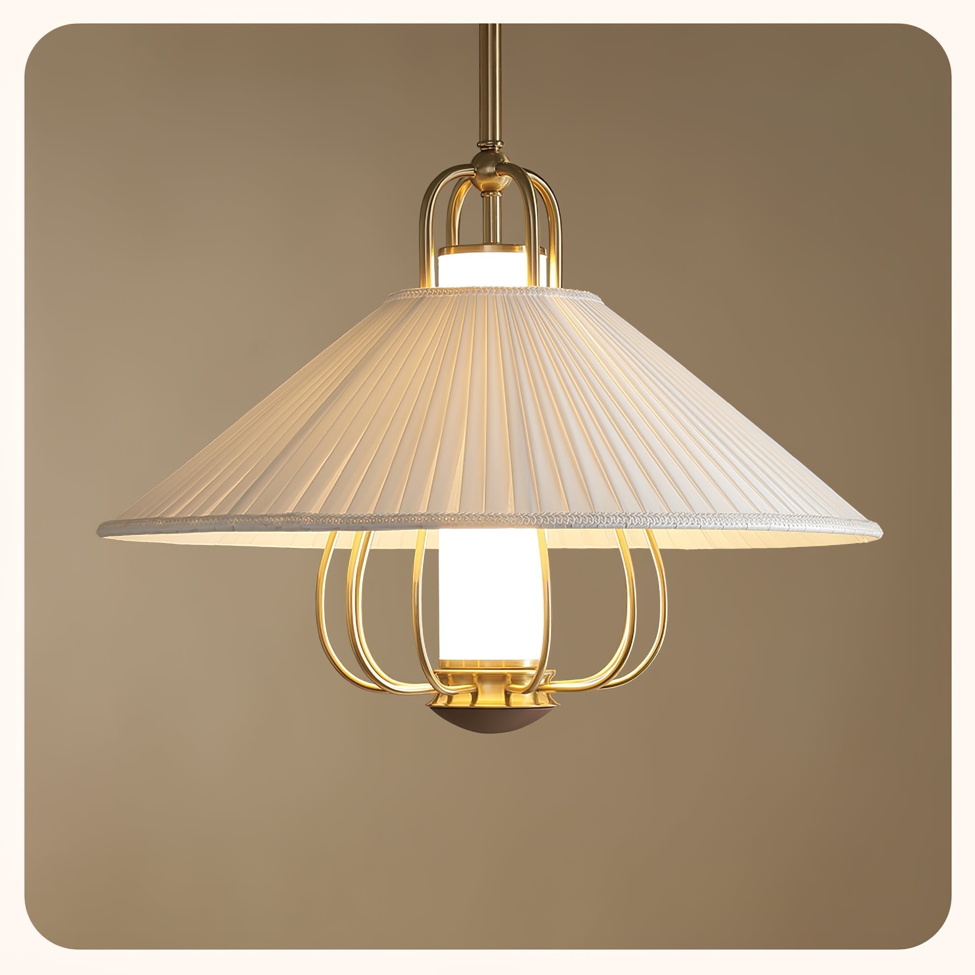 Lustra Pendant Light Fabric Gold LED Dining-Neutral Decor