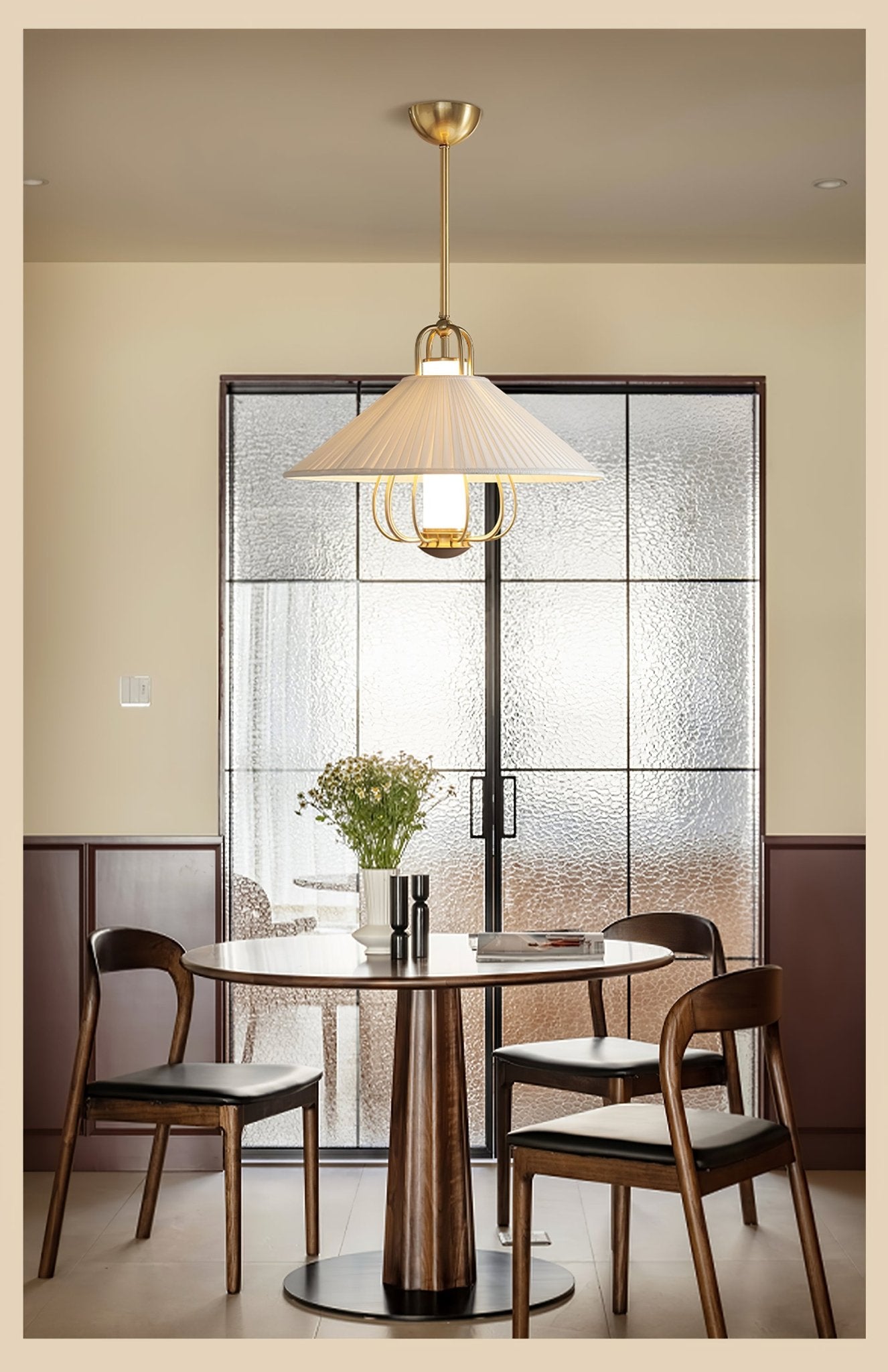 Lustra Pendant Light Fabric Gold LED Dining-Neutral Decor
