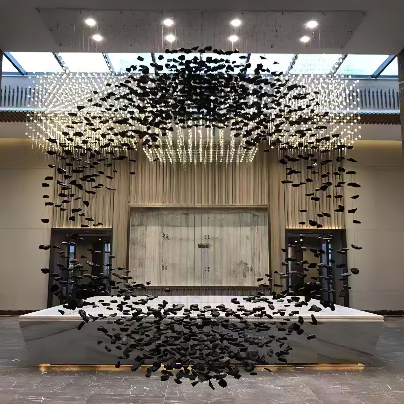 Arsilus Charcoal Stone Sculptural Chandelier Orbicular-Neutral Decor