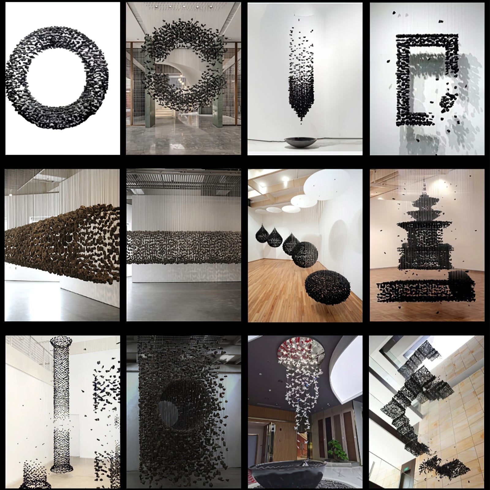 Arsilus Charcoal Stone Sculptural Chandelier Orbicular-Neutral Decor