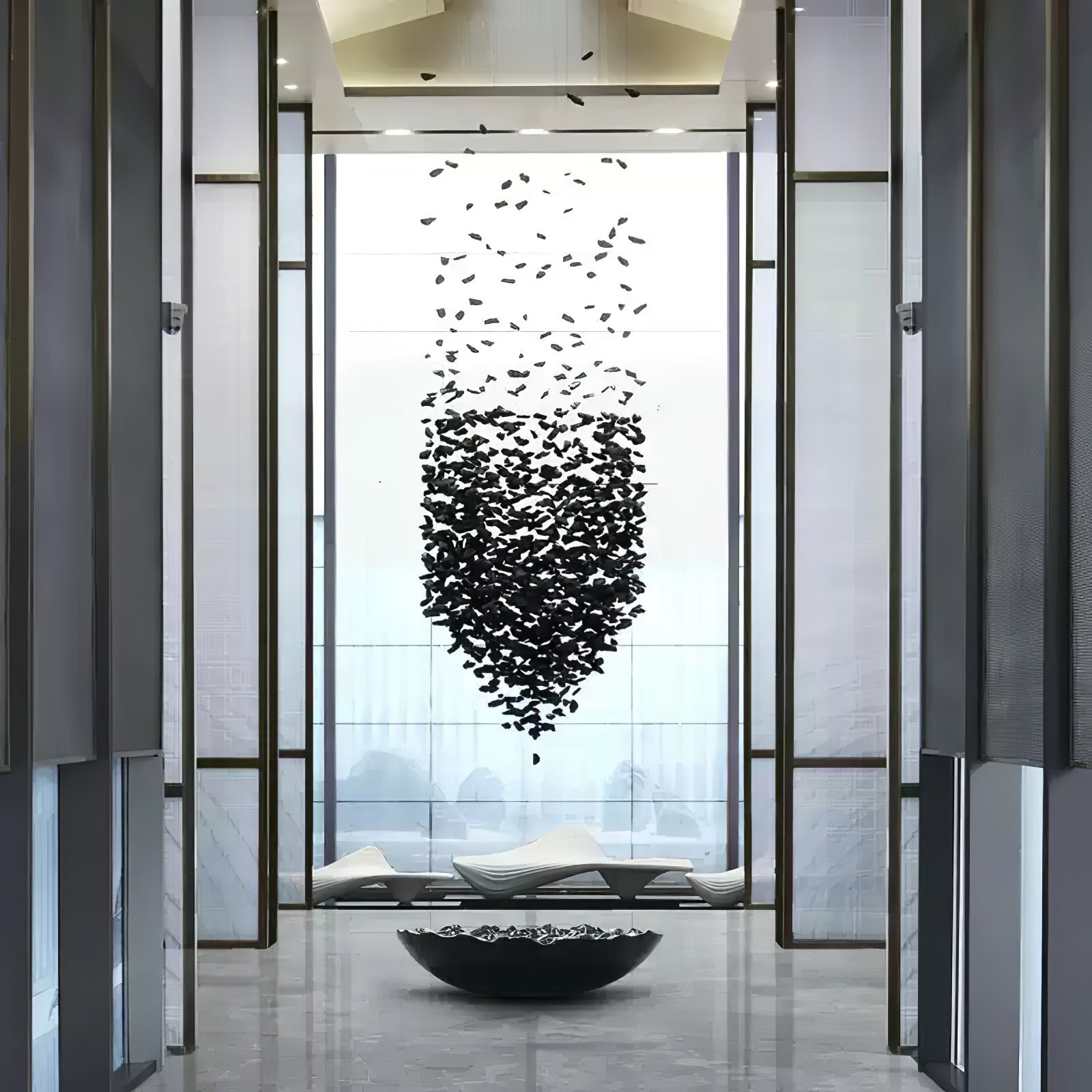 Arsilus Charcoal Stone Sculptural Chandelier Orbicular-Neutral Decor