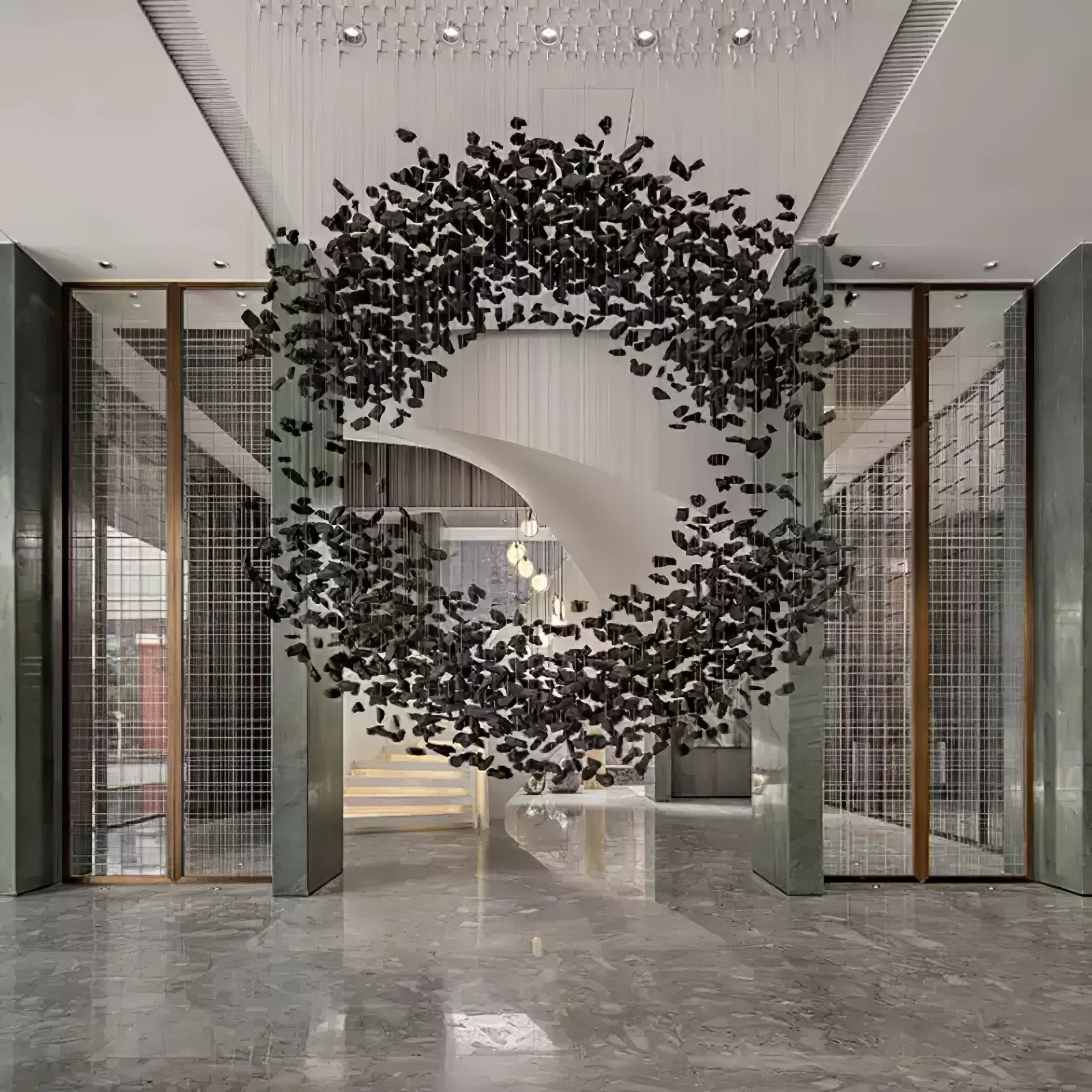 Arsilus Charcoal Stone Shape Hourglass Sculptural Chandelier-Neutral Decor