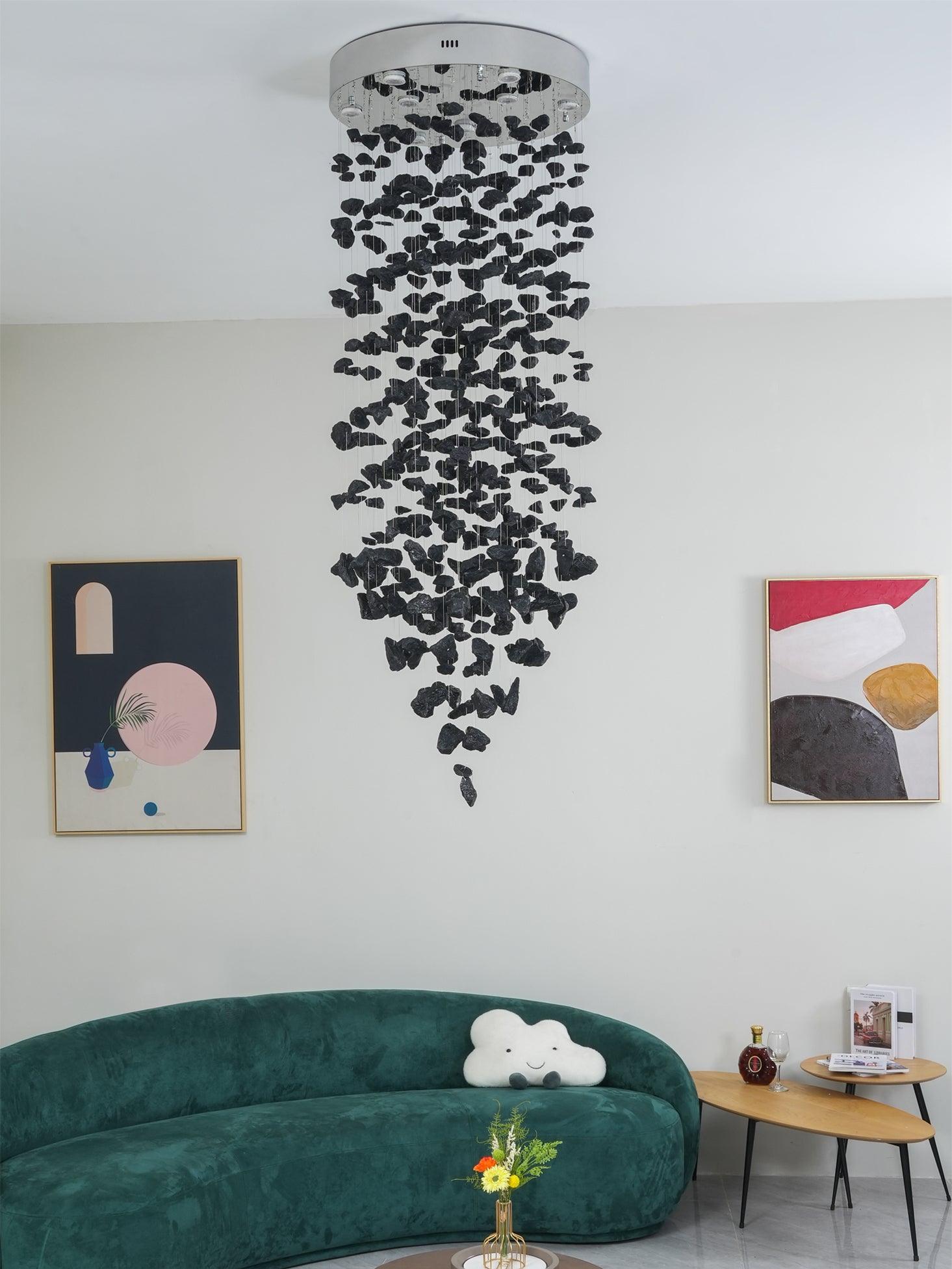 Arsilus Charcoal Stone Sculptural Chandelier Letter S to Z-Neutral Decor