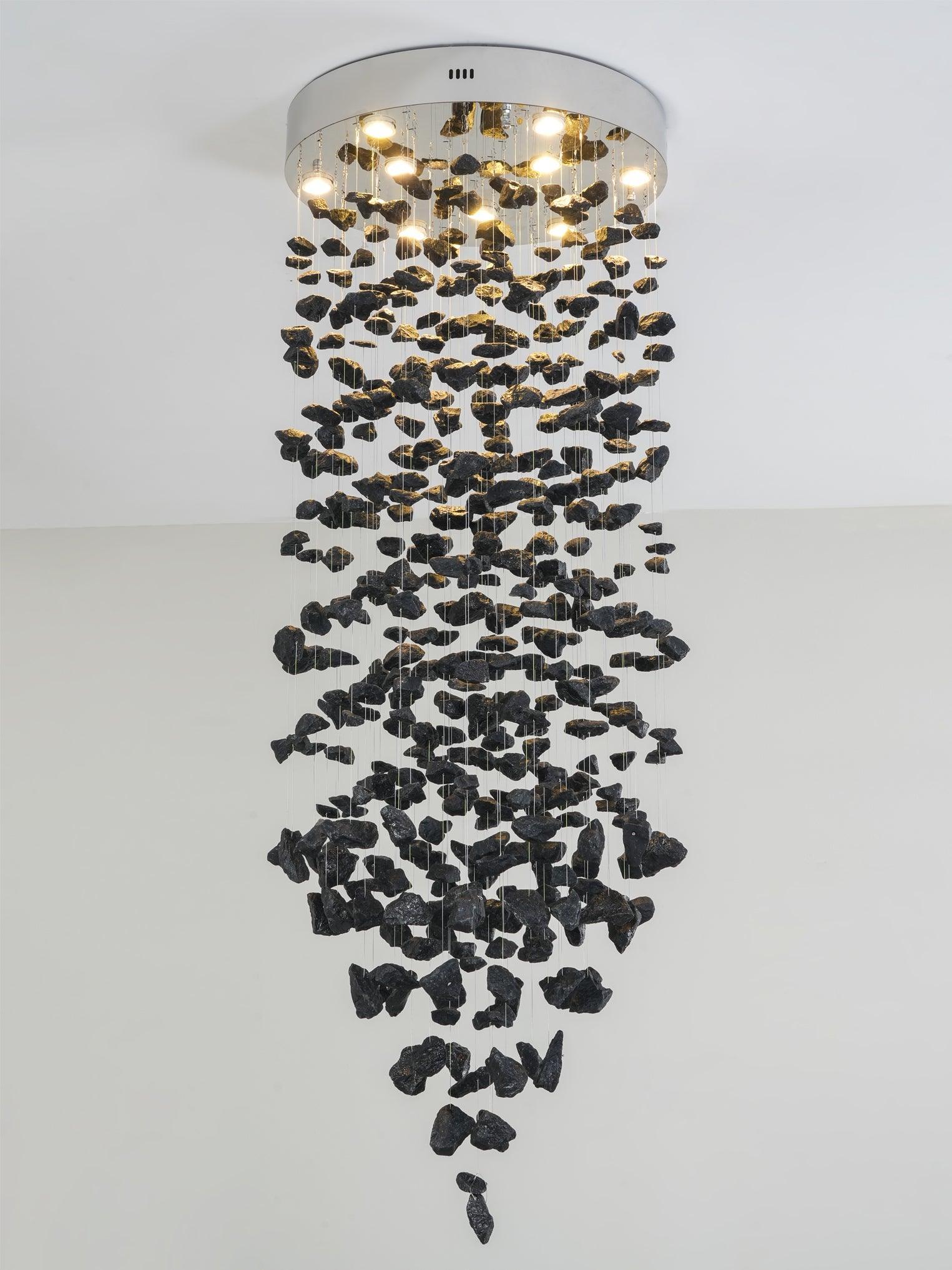 Arsilus Charcoal Stone Sculptural Chandelier Letter S to Z-Neutral Decor