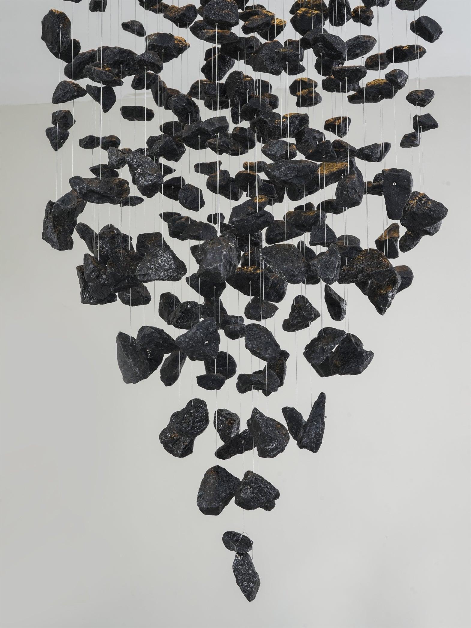 Arsilus Charcoal Stone Sculptural Chandelier Letter M to R-Neutral Decor