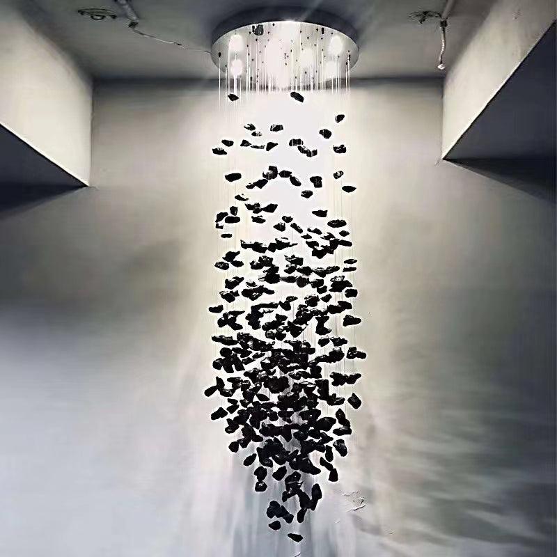 Arsilus Charcoal Stone Sculptural Chandelier Letter M to R-Neutral Decor