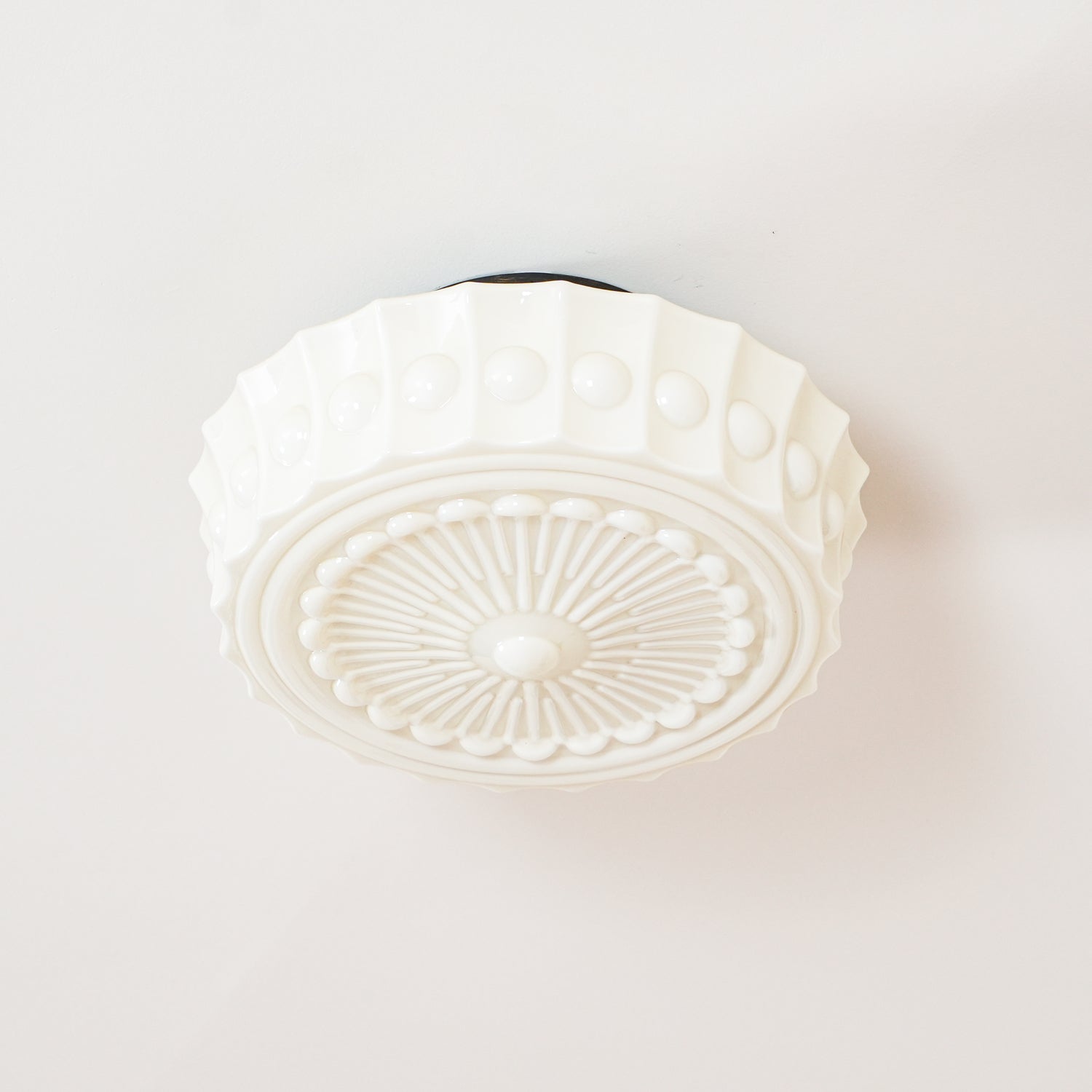 Solara Ceiling Lamp White Glass Floral for Living Room-Neutral Decor