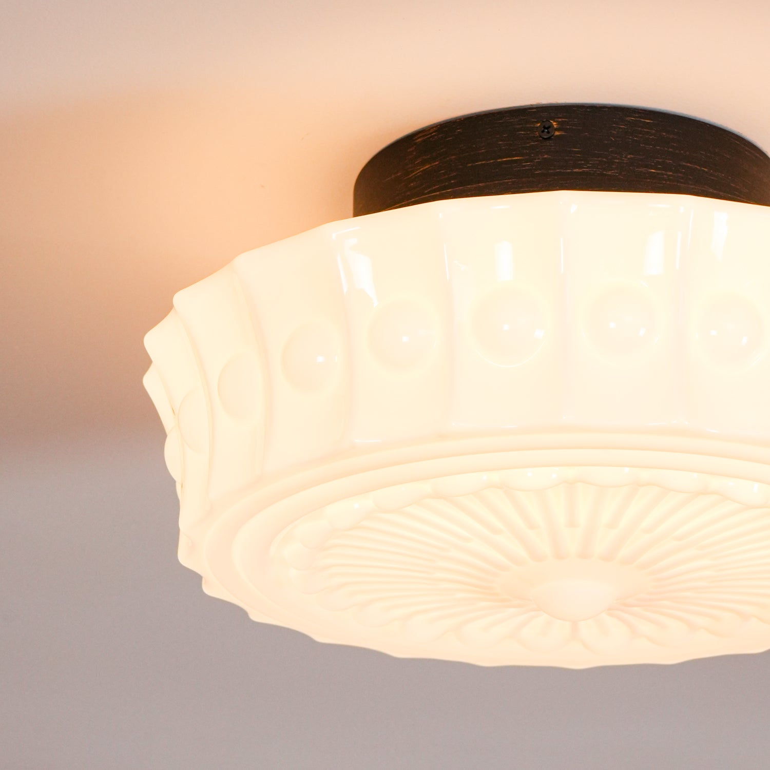 Solara Ceiling Lamp White Glass Floral for Living Room-Neutral Decor