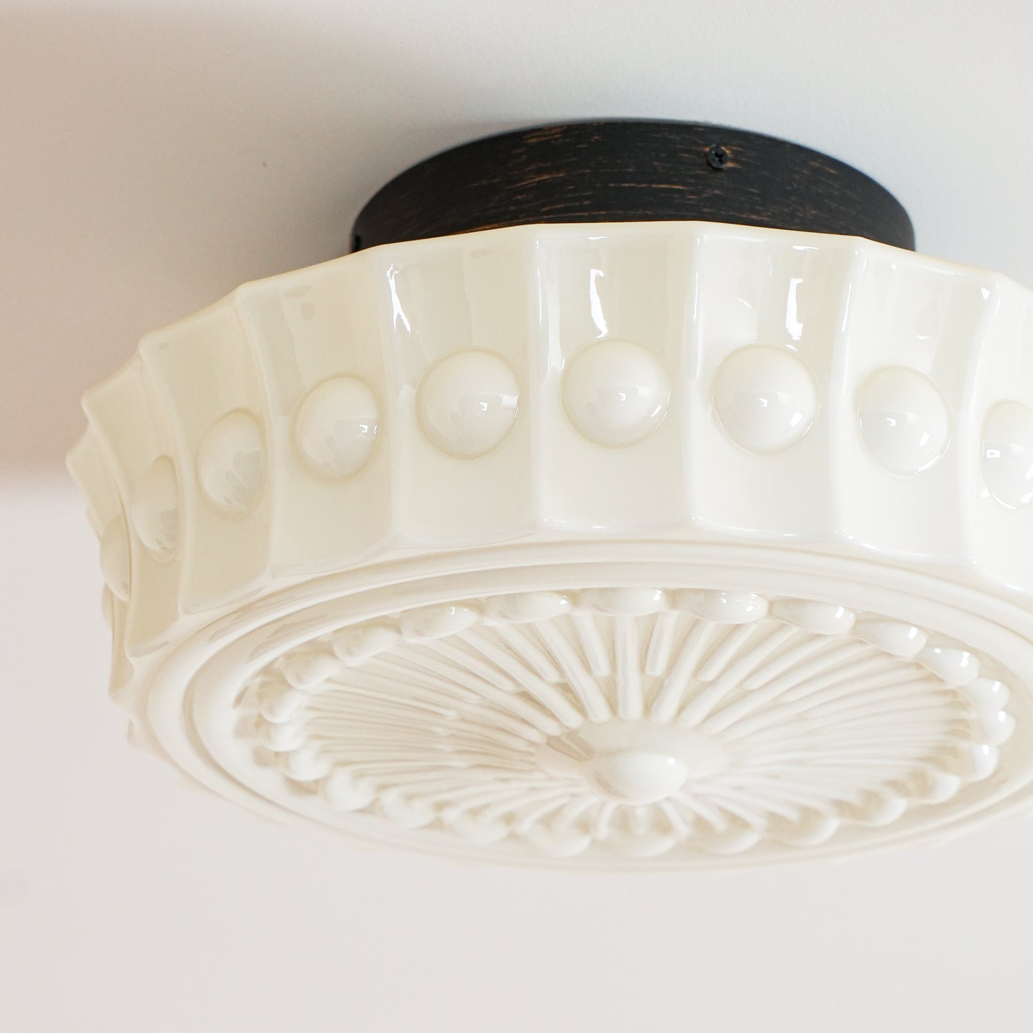 Solara Ceiling Lamp White Glass Floral for Living Room-Neutral Decor