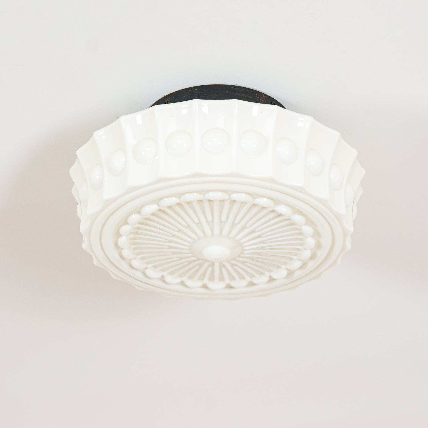 Solara Ceiling Lamp White Glass Floral for Living Room-Neutral Decor