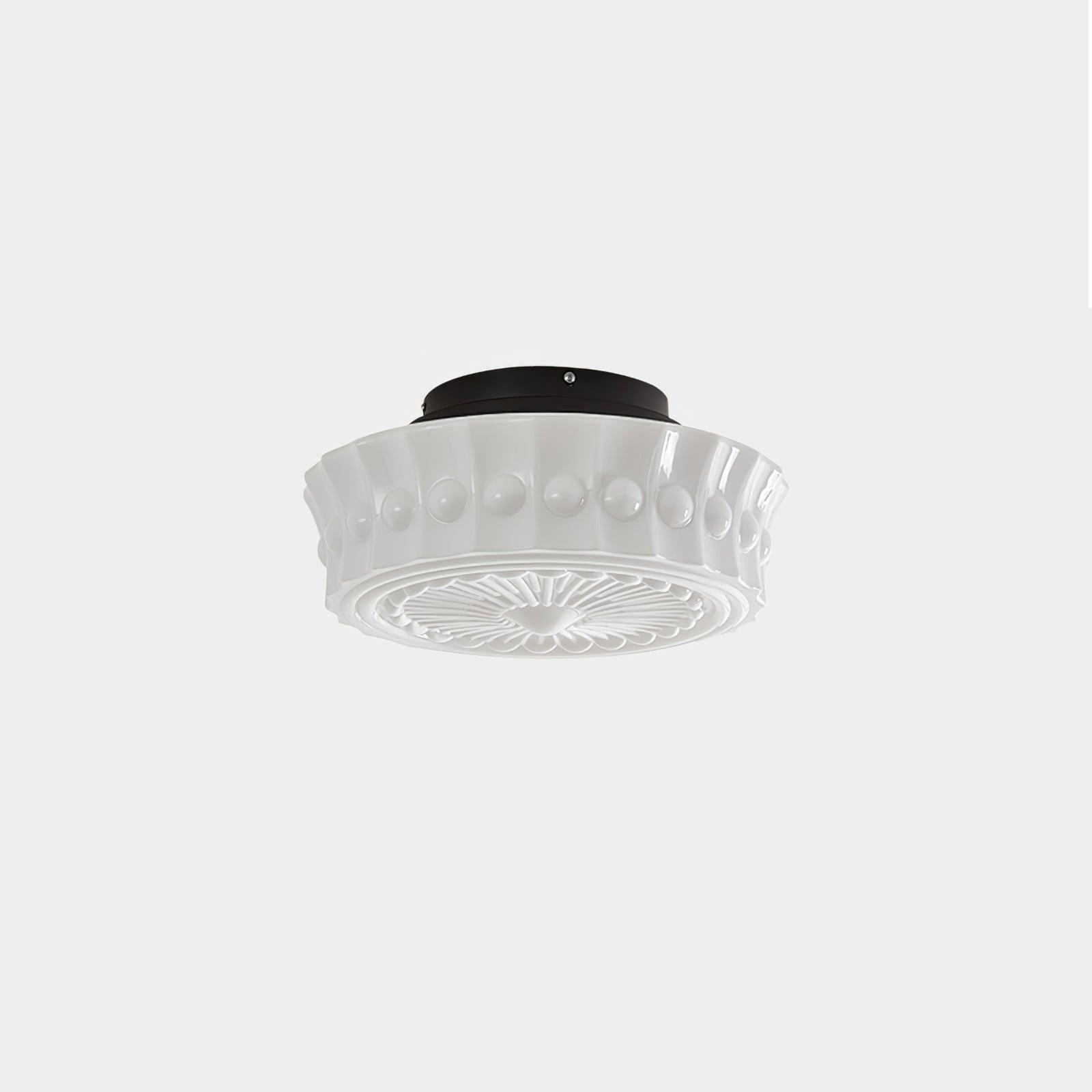 Solara Ceiling Lamp White Glass Floral for Living Room-Neutral Decor