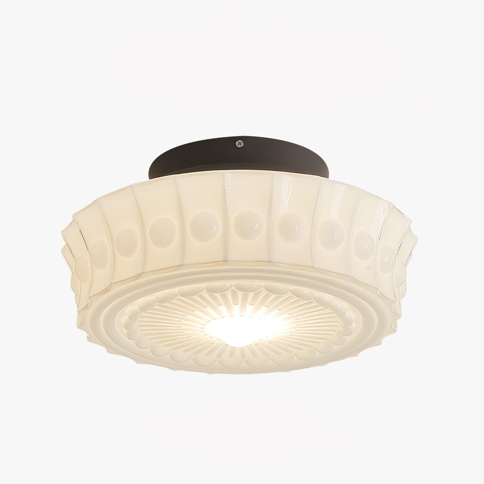 Solara Ceiling Lamp White Glass Floral for Living Room-Neutral Decor