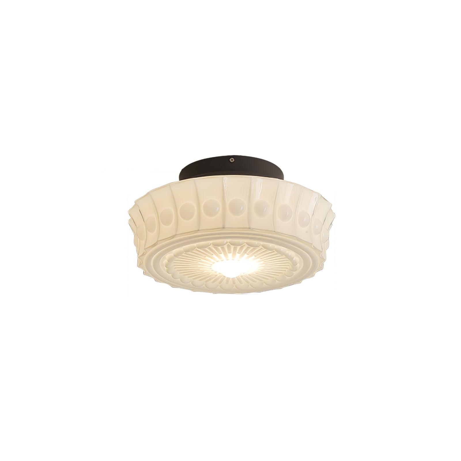 Solara Ceiling Lamp White Glass Floral for Living Room-Neutral Decor