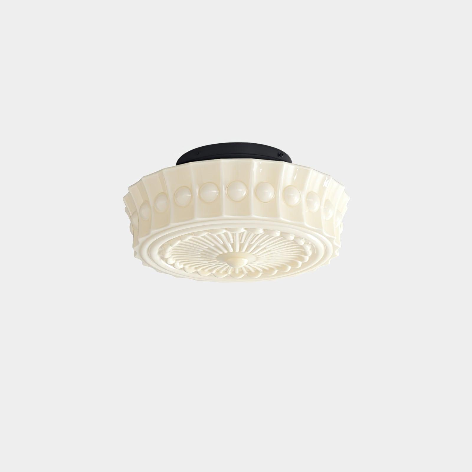 Solara Ceiling Lamp White Glass Floral for Living Room-Neutral Decor